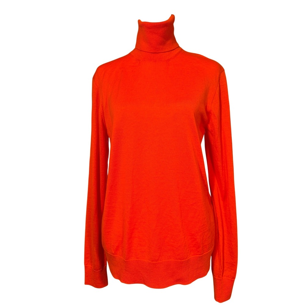 Ralph Lauren Cashmere Women L Orange Turtleneck Sweater Made Italy NWT $850